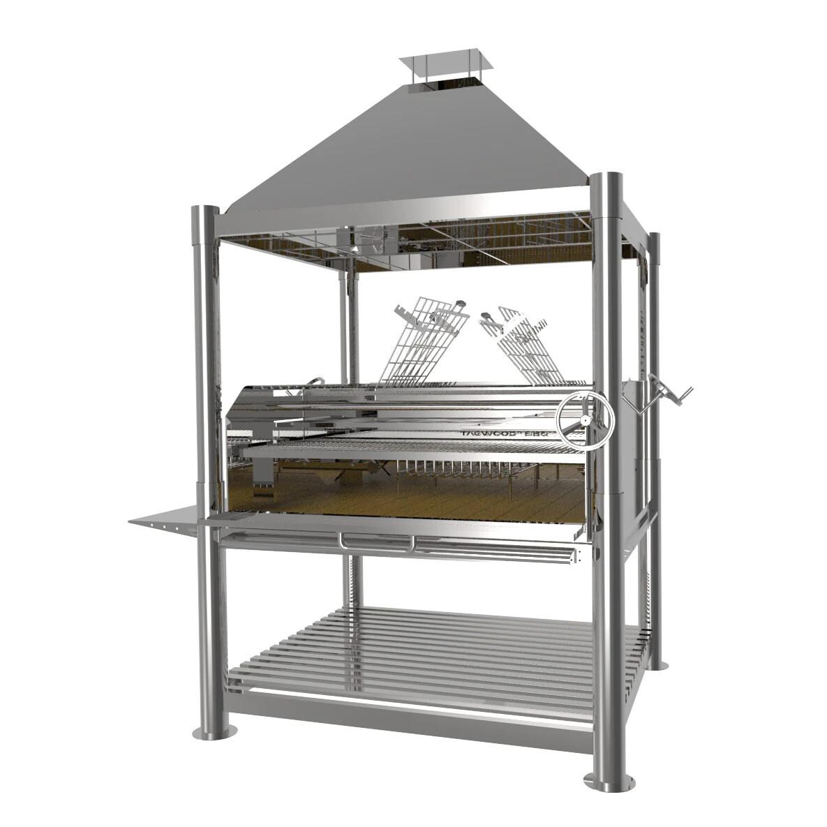 Tagwood BBQ BBQ22SS XL Argentine Wood Fire & Charcoal Grill - Stainless Steel - Angled From Right thumbnail