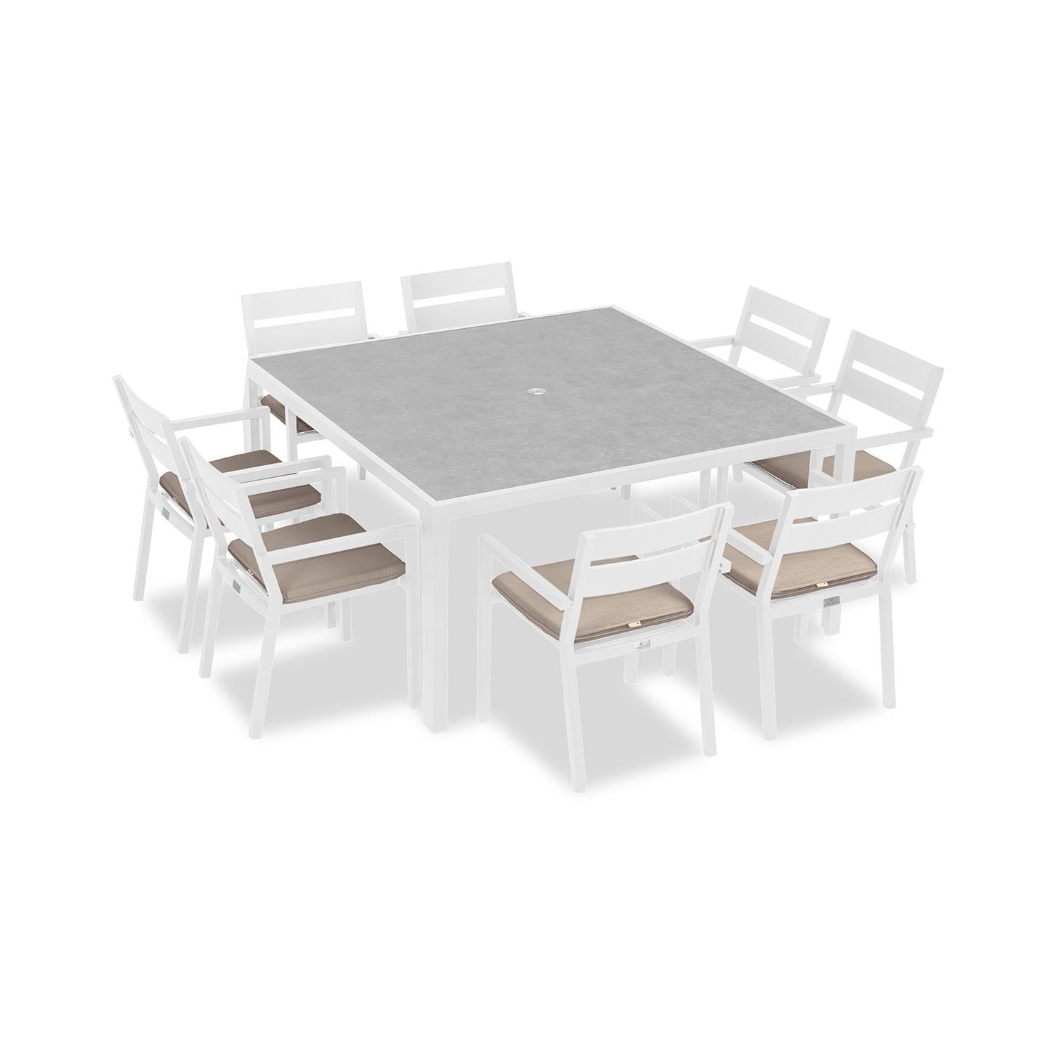 Calm Bay 9 Pc Square Dining Set in White/Canvas Flax by Lakeview - White Background thumbnail