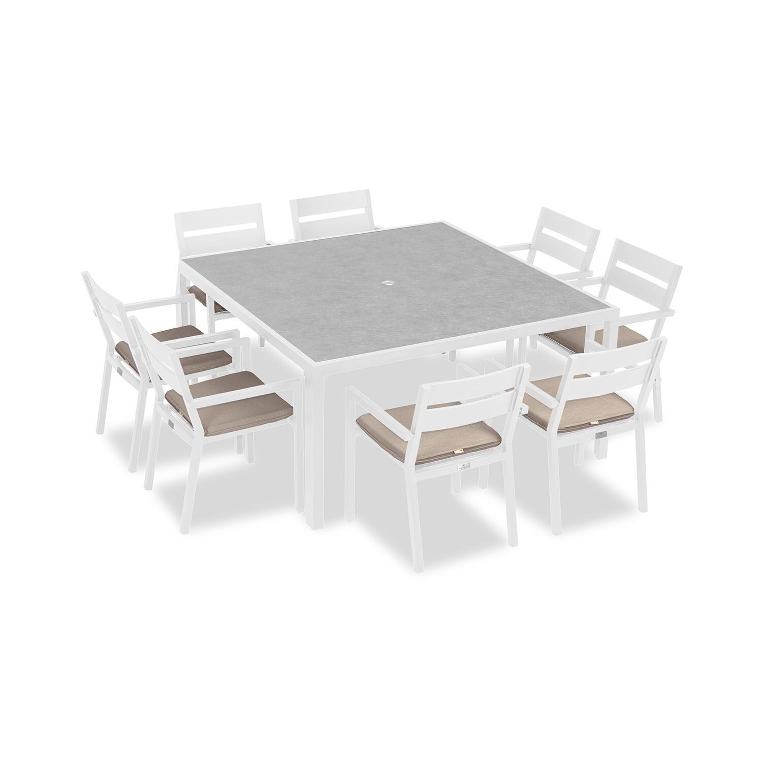Calm Bay 9 Pc Square Dining Set in White/Canvas Flax by Lakeview - White Background thumbnail