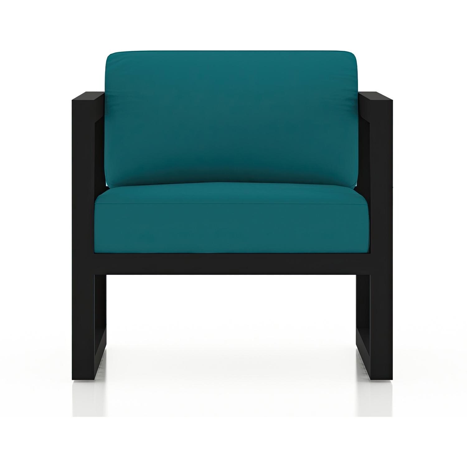 Lakeview MSTYCV-BK-2SS-PC Misty Cove 2 Pc Aluminum Seating Set in Black w/Spectrum Peacock by Lakeview Outdoor Designs - Club Chair - White Background thumbnail