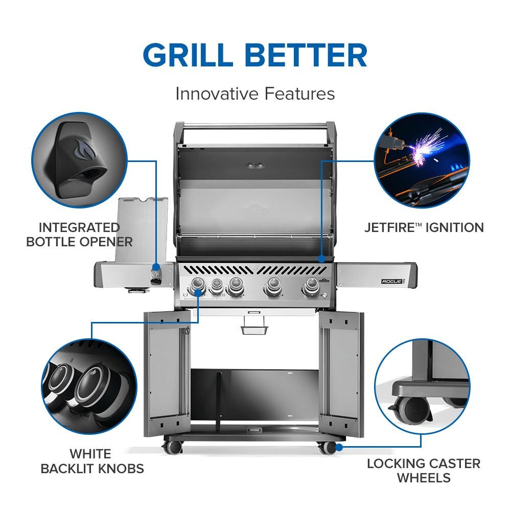 Napoleon RP525SIBPSS-2 Rogue PRO 525 Natural Gas Grill w/ Infrared Side Burner - Stainless Steel - Features - Detail thumbnail