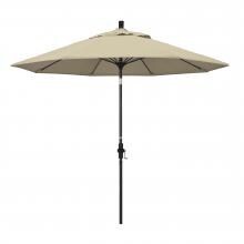 California Umbrella 9 Ft. Octagonal Aluminum Collar Tilt Patio Umbrella W/ Crank Lift & Fiberglass Ribs - Matted Black Frame / Sunbrella Canvas Antique Beige Canopy image