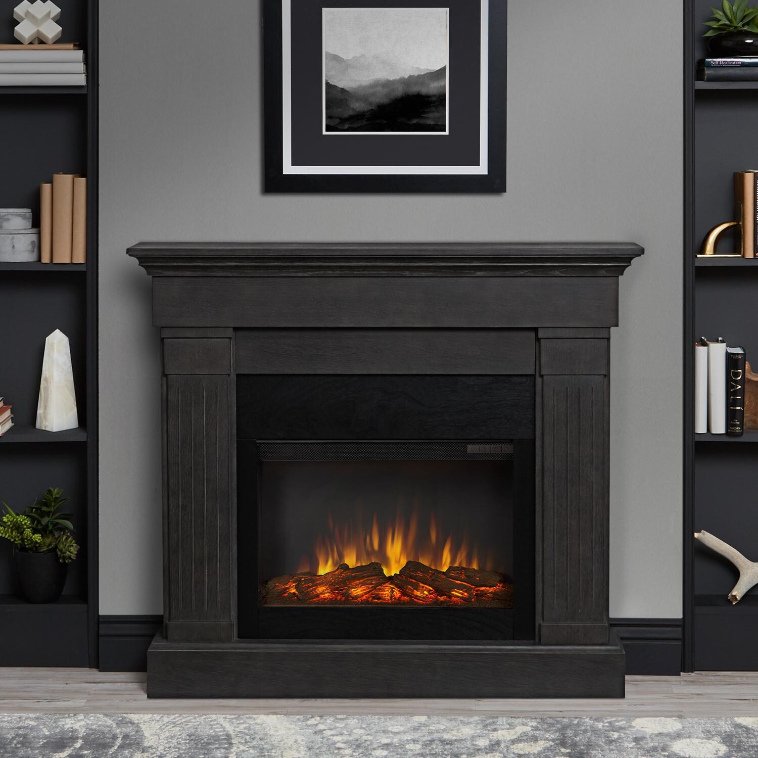 Real Flame 8020E-GRY Crawford Slimline 47-Inch Electric Fireplace With Mantel - Gray
