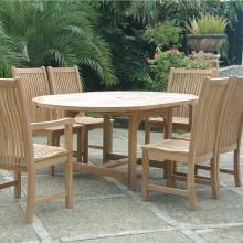 Bahama Chicago 7 Piece Teak Patio Dining Set W/ 47 Inch Round Extension Table By Anderson Teak