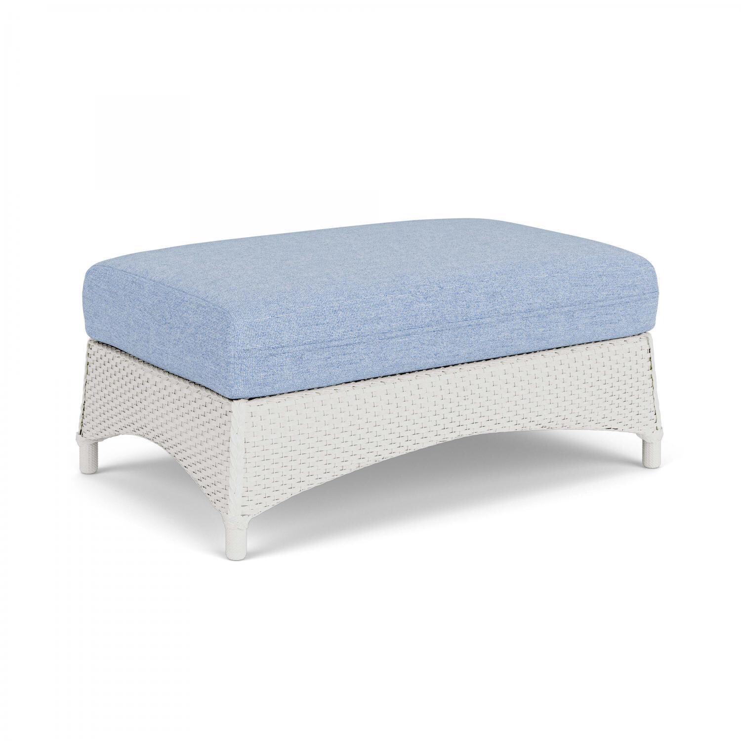Lloyd Flanders Mandalay Large Ottoman in Matte White Finish with Demo Skyway fabric - Angled thumbnail