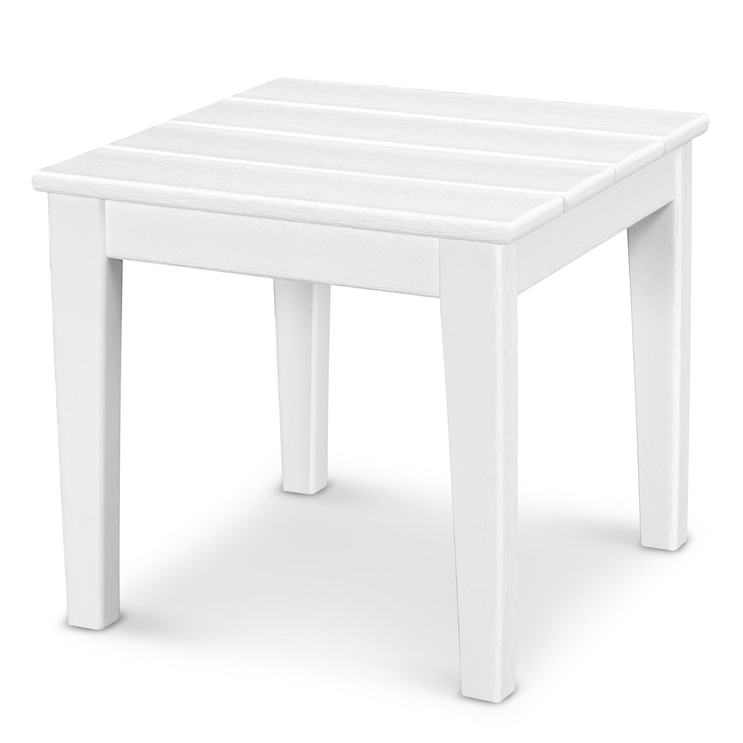 Newport 18 Inch Square Recycled Plastic End Table in White by POLYWOOD