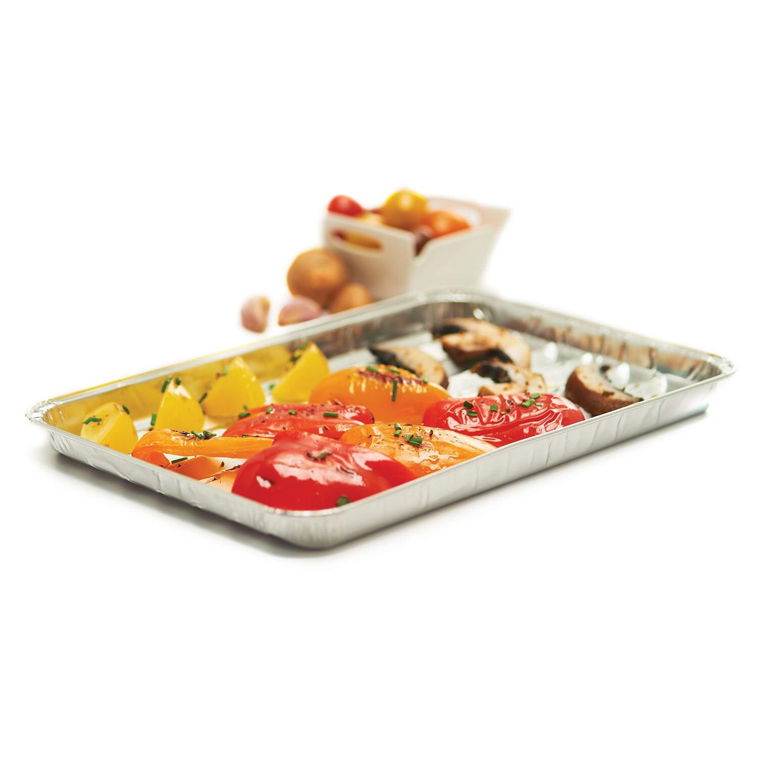GrillPro Aluminum Perforated Grilling Trays - 3 Pack - 50426 - With Food - White Background thumbnail