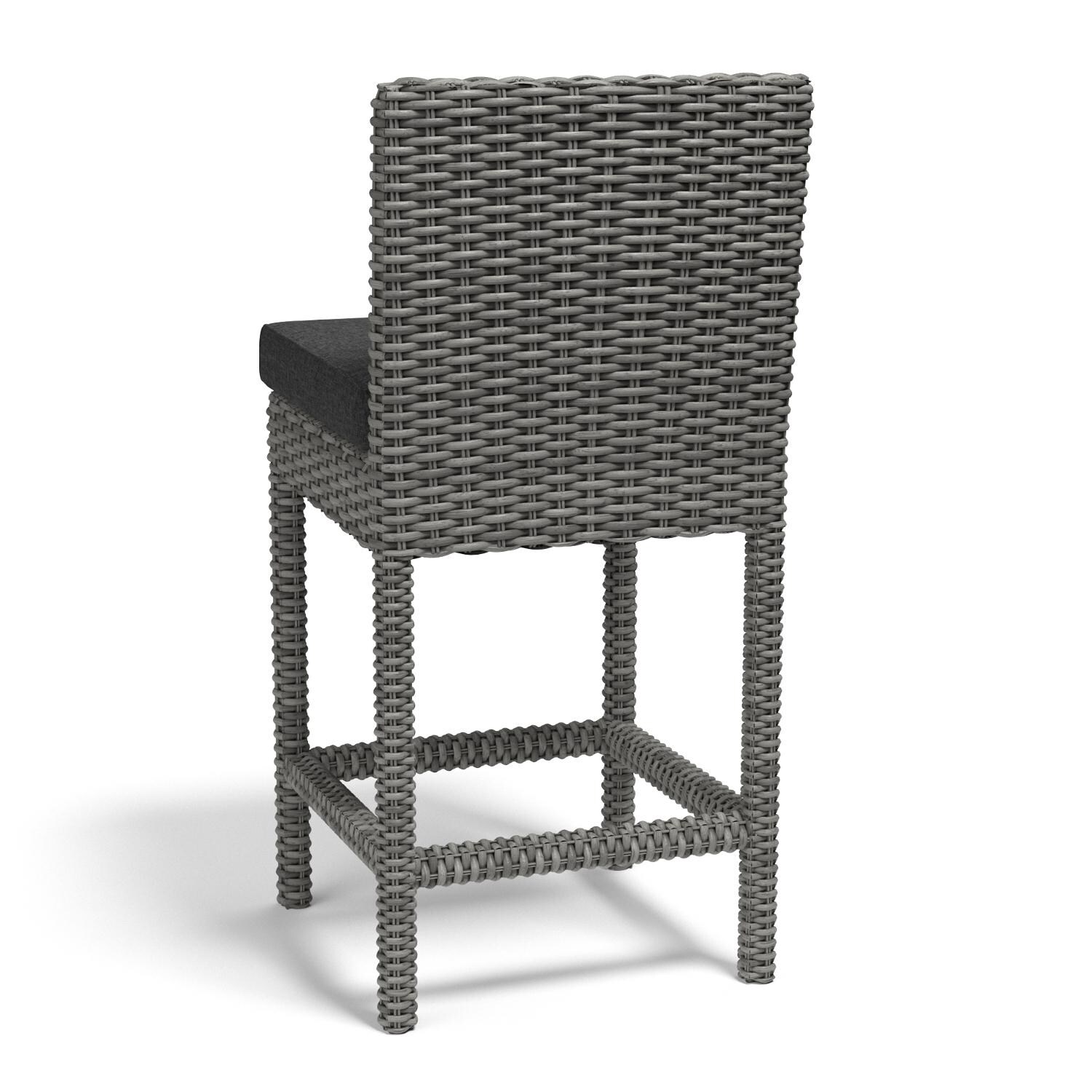 Sunset West - 1802-7C-48085 - Emerald II Resin Wicker Patio Counter Stool W/ Sunbrella Spectrum Carbon Cushions - Rear View thumbnail