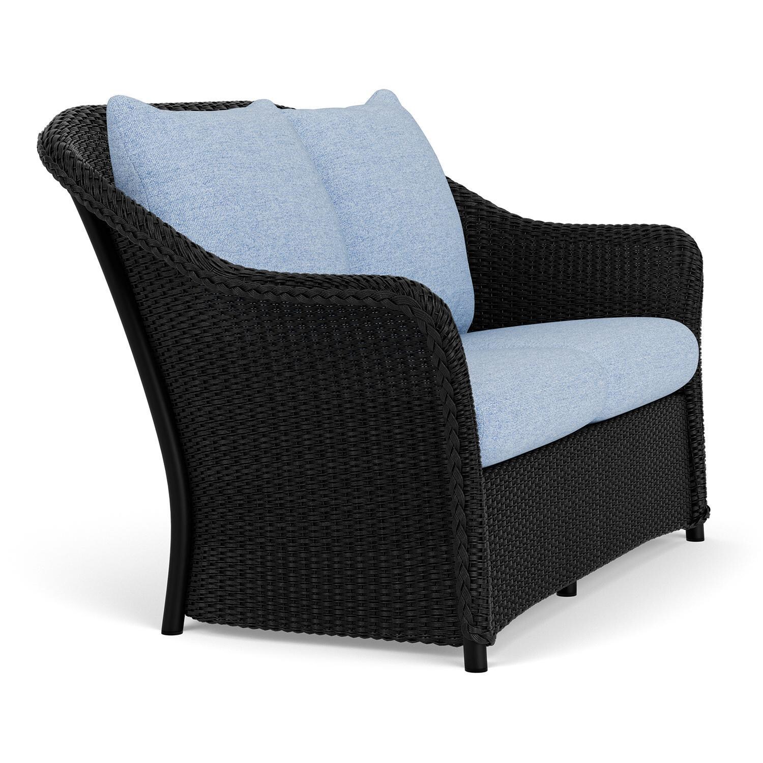 Lloyd Flanders Weekend Retreat Loveseat in Ebony Finish W/ Demo Skyway Fabric - Angled thumbnail