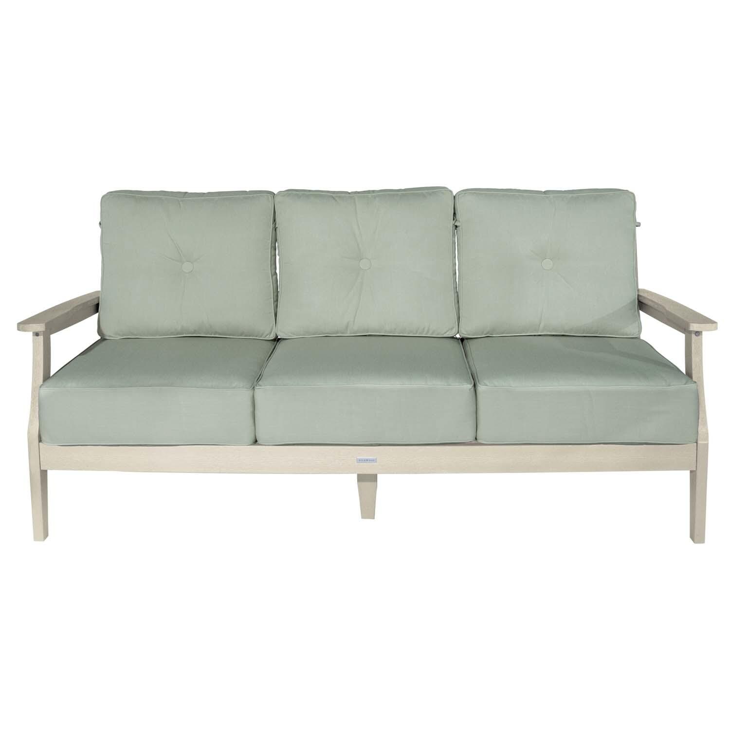 Blushing Bay 3 Person Recycled Plastic Sofa in Canvas Seasalt/Whitewash by Lakeview Outdoor Designs - White Background thumbnail