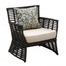 Venice Wicker Patio Club Chair W/ Sunbrella Canvas Antique Beige Cushion By Sunset West image
