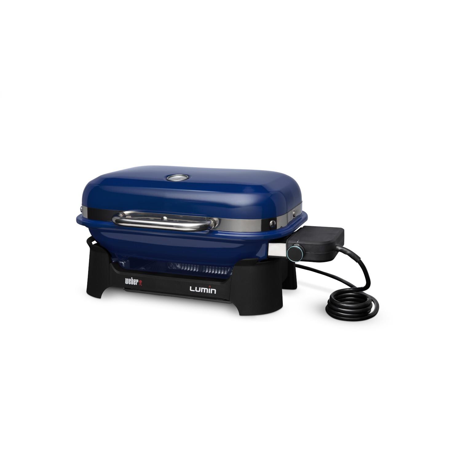 Weber 91300901 Deep Ocean Blue Lumin Compact Portable 1560 Watt Electric Grill - Right Side thumbnail