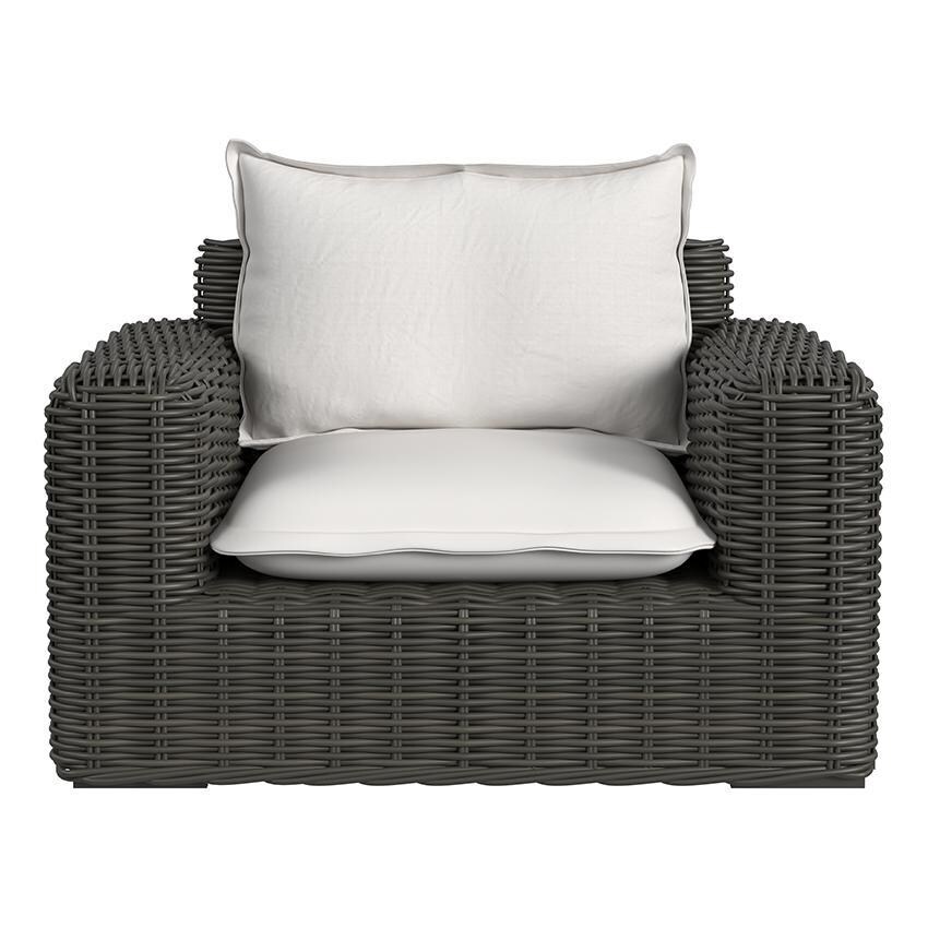 Cabo Resin Wicker Oversized Club Chair in Kahlua/Soothe Pearl by Sunset West - Front - White Background thumbnail