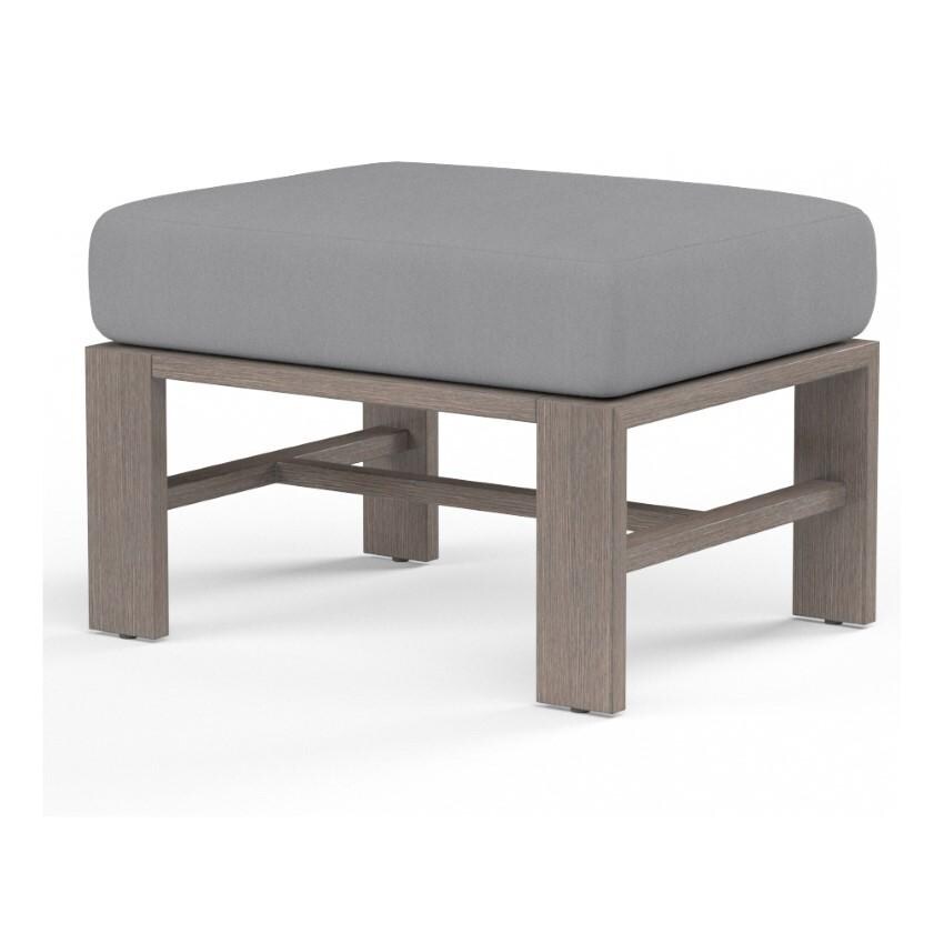 Laguna Aluminum Ottoman w/ No Welt in Driftwood/Canvas Granite by Sunset West - White Background thumbnail