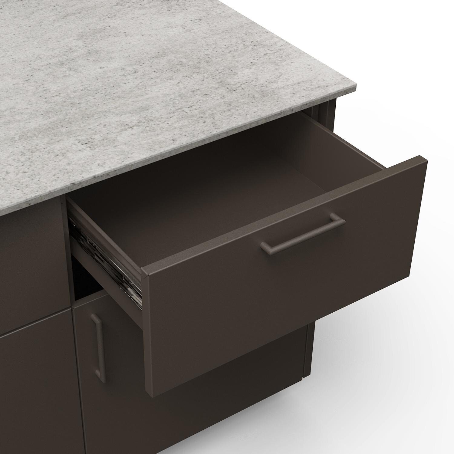 Blaze Sunset 10-Ft Outdoor Kitchen Island w/ 32-Inch Marine Grade Premium LTE+ Propane Grill, Sink in Architectural Bronze w/ Keon Countertop - Drawer - Detail