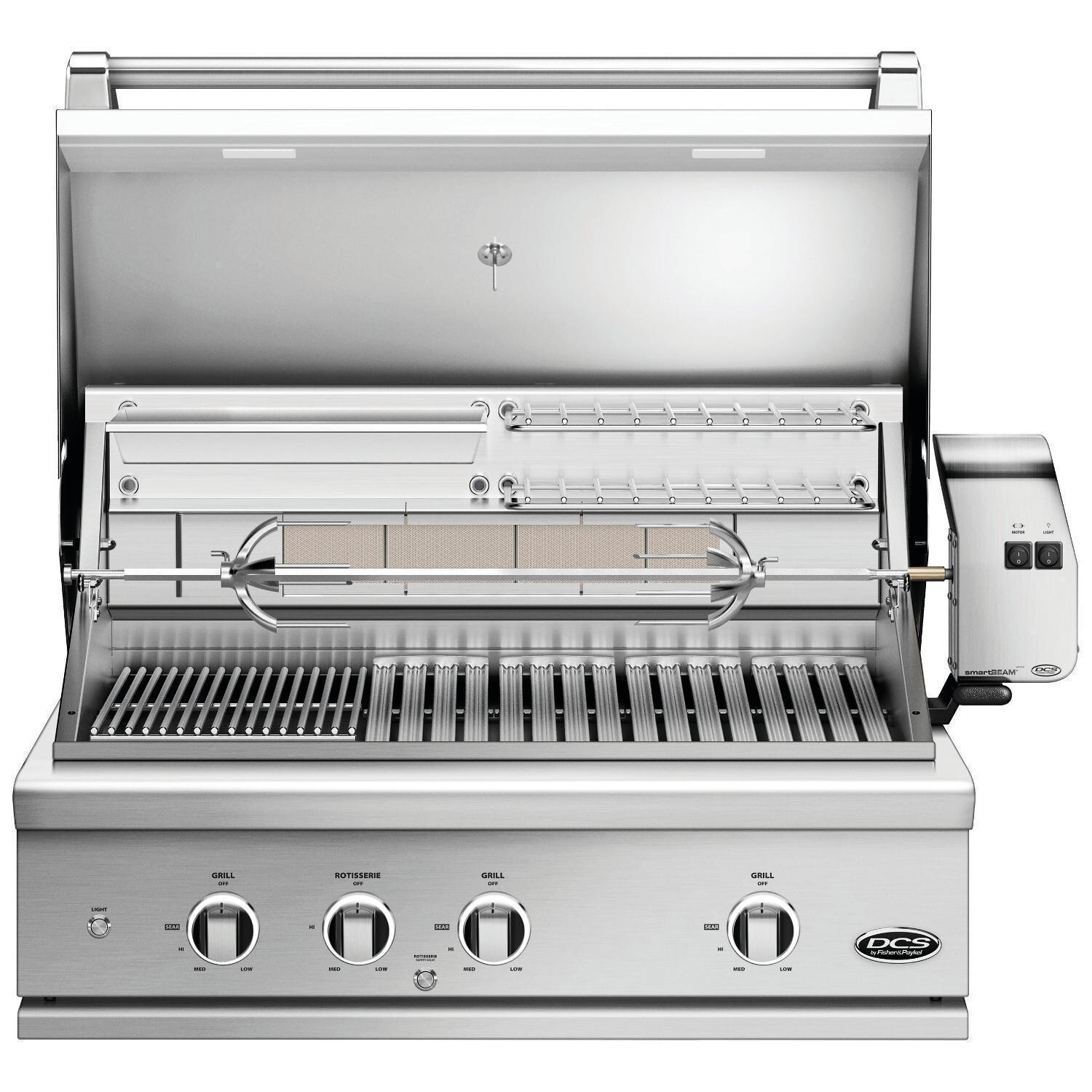 DCS BE1-36RC-N Series 9 Evolution 36-Inch Built-In Propane Gas Grill With Rotisserie - Hood Open thumbnail