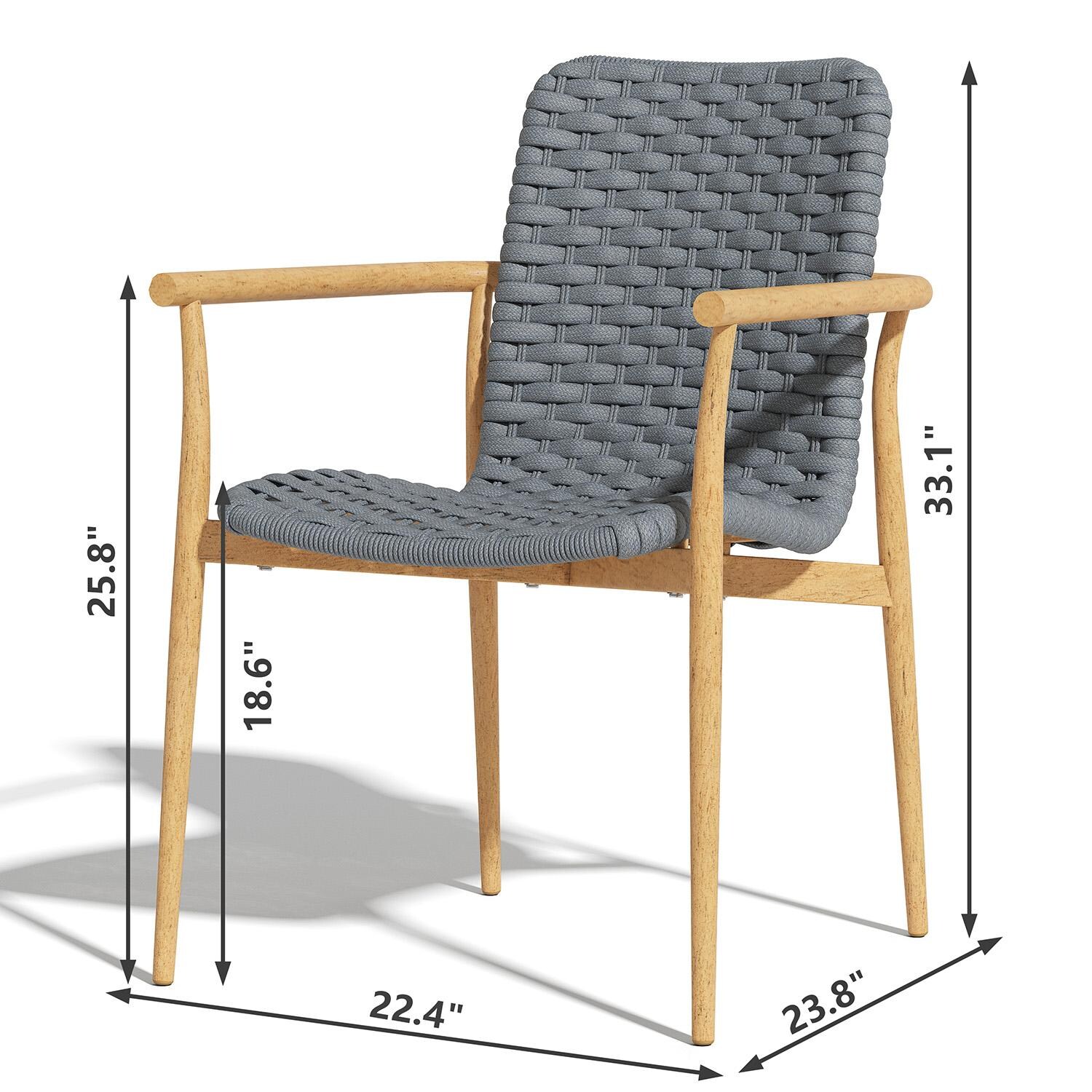 Lakeview Outdoor Designs LV-3410-7 Dove Cay 5 Pc Aluminum Dining Set in Gray By Lakeview - Chair Dimensions - Dimensional thumbnail