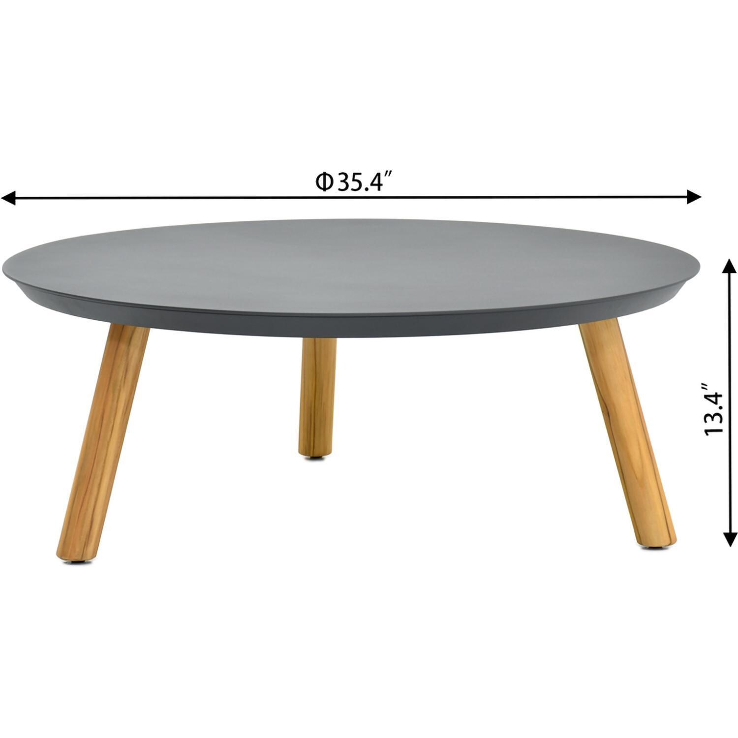 Dekka 5 Pc Seating Set W/ Grey Cushions in Wood By Lakeview Outdoor Designs - Coffee Table - Dimensional thumbnail