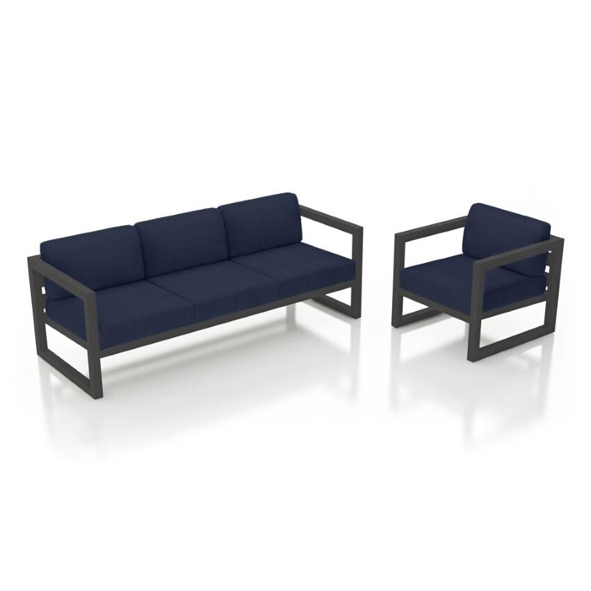 Misty Cove 2 Piece Seating Set In Slate w/Spectrum Indigo Cushions by Lakeview - White Background thumbnail