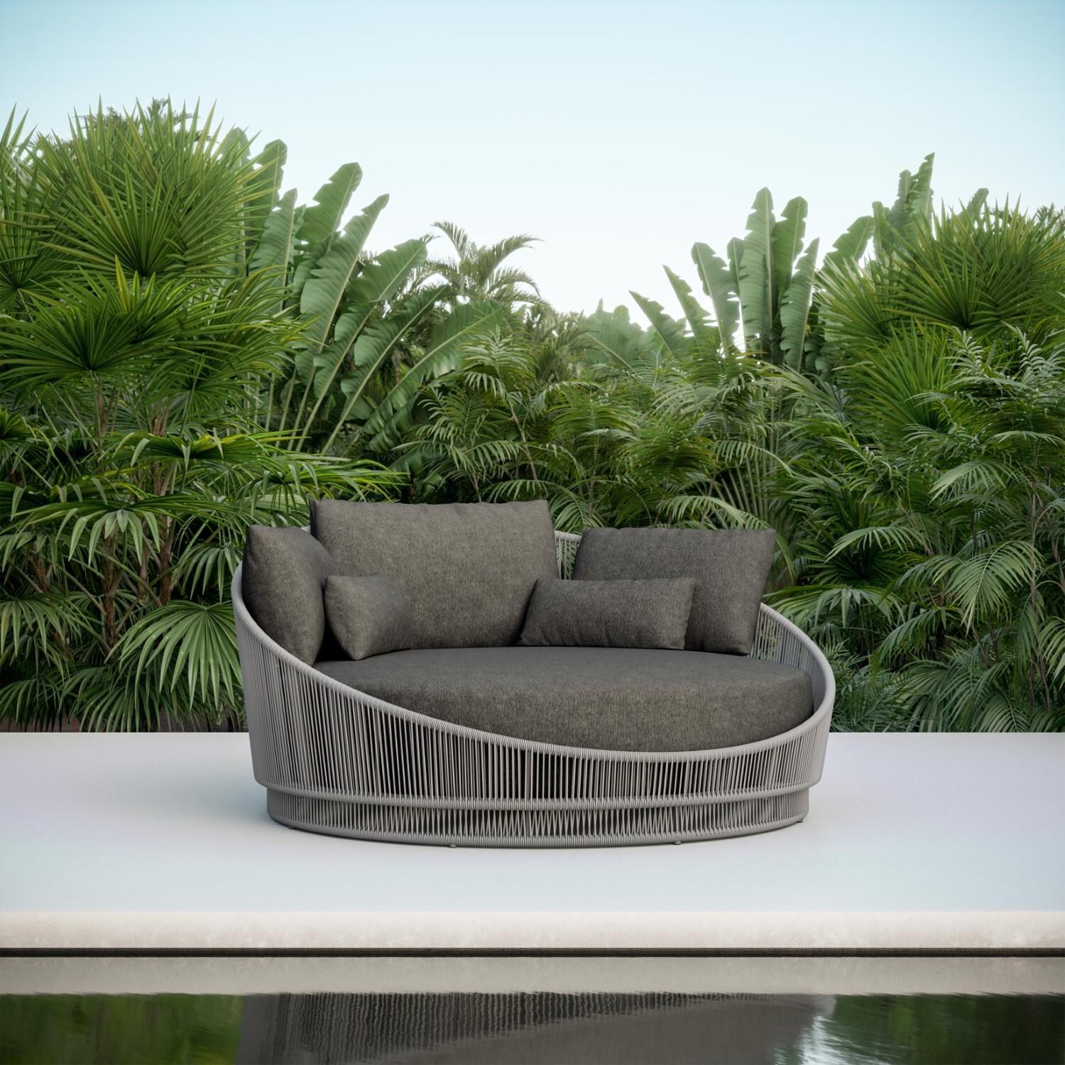 Azzurro Living PMA-TR18DB-CU Palma Woven Rope Daybed in Mocha /Midnight - Hero - Lifestyle thumbnail