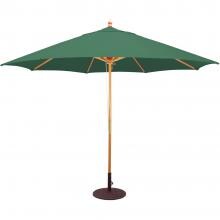 Galtech 11 Ft. Octagonal Hardwood Patio Market Umbrella W/ Pulley - Light Wood W/ Sunbrella Canvas Forest Green Canopy