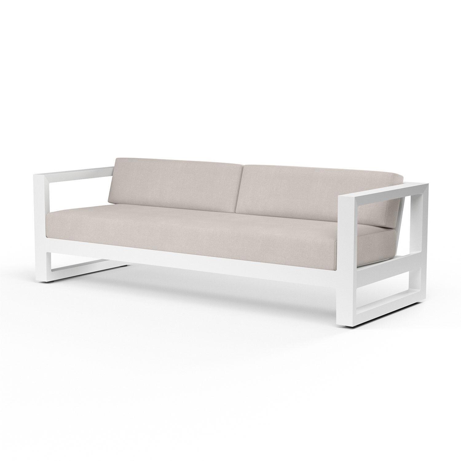 Newport Aluminum Patio Sofa in Canvas Natural w/ No Welt by Sunset West - Display - White Background thumbnail