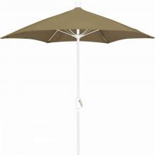 FiberBuilt 7.5 Ft. Aluminum Market Patio Umbrella W/ Crank Lift - White Pole / Beige Olefin
