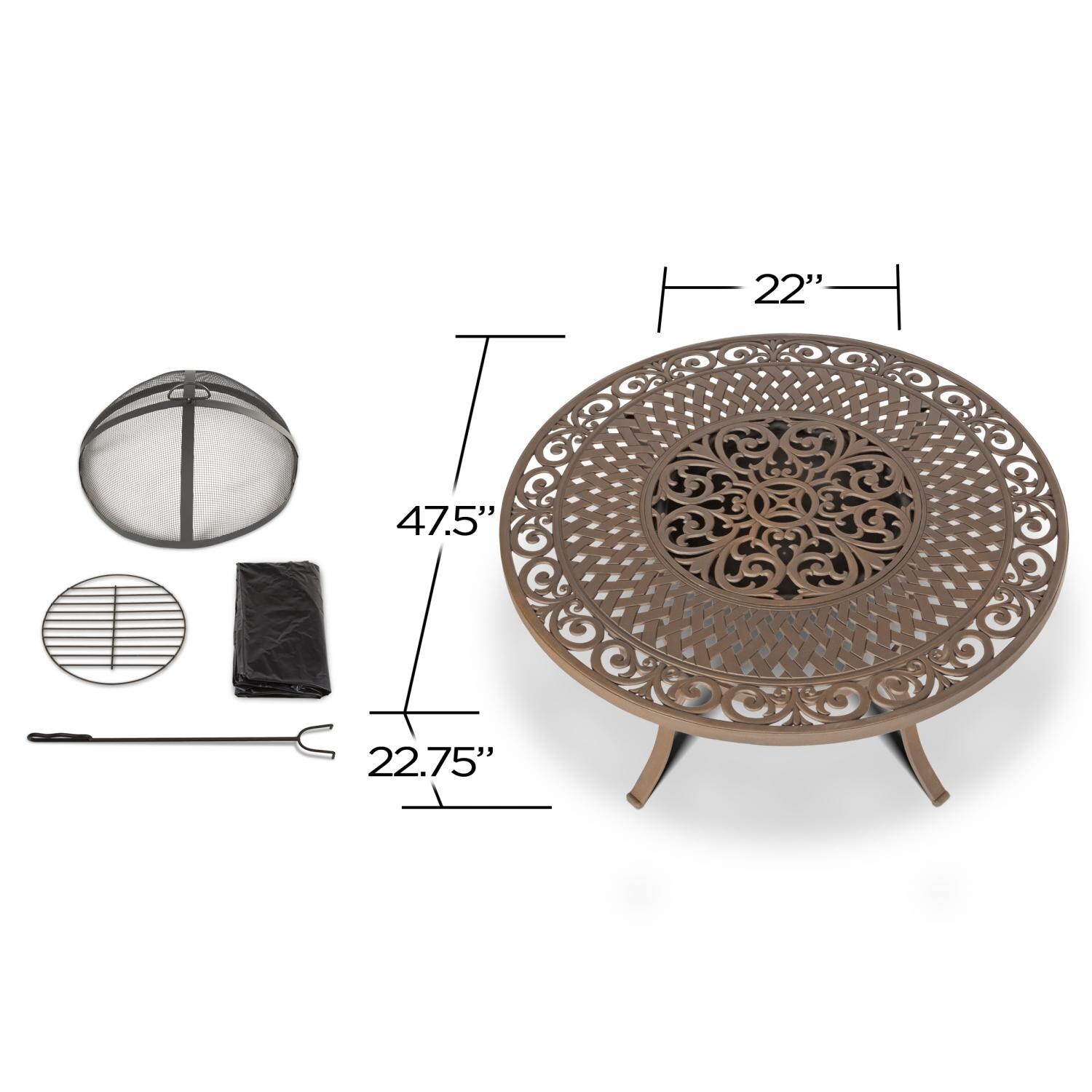 Real Flame Florence 47-Inch Chocolate Brown Wood Burning Fire Table - Dimensions thumbnail