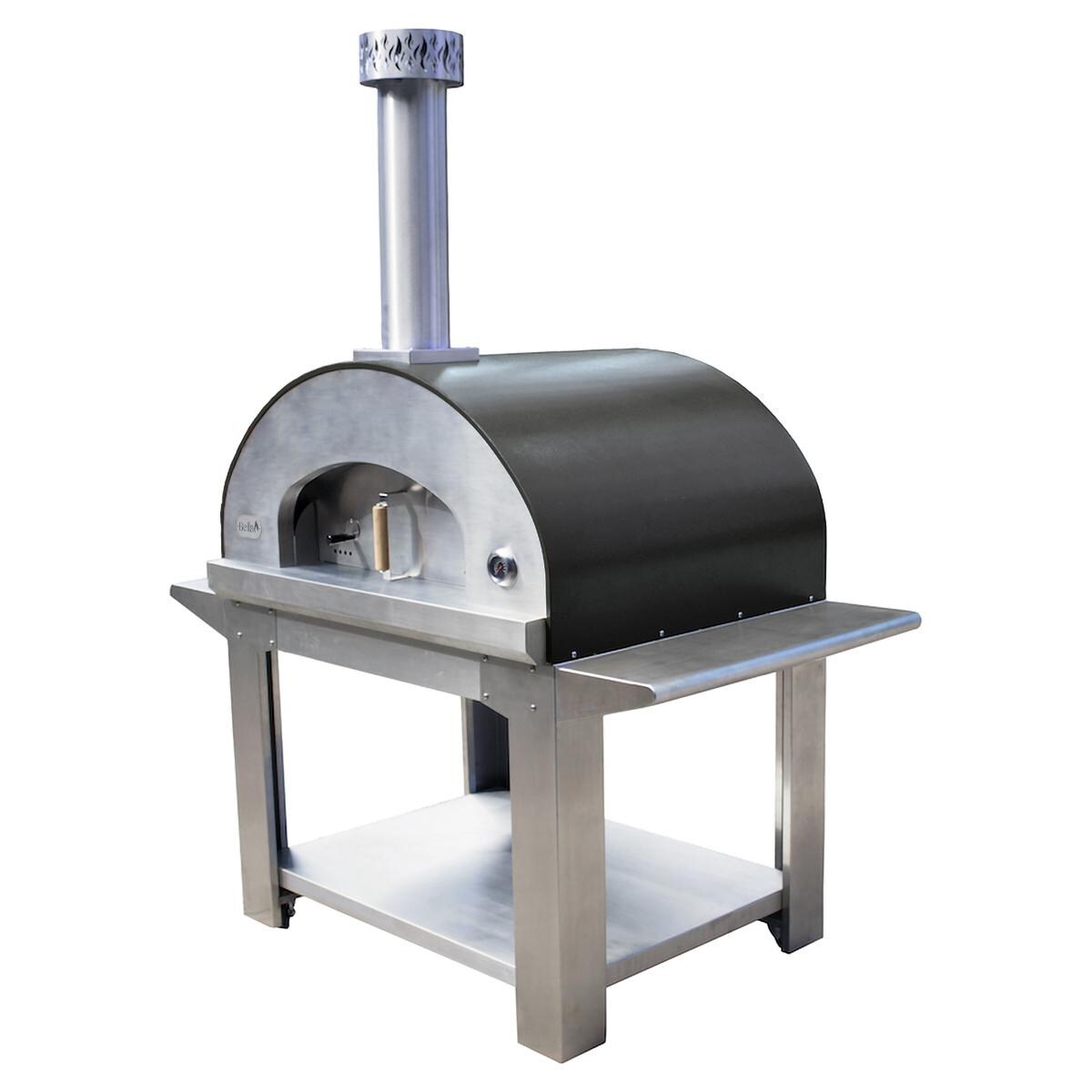 Bella Ultra 40-Inch Outdoor Wood Fired Oven On Cart - Black - BEUS40B