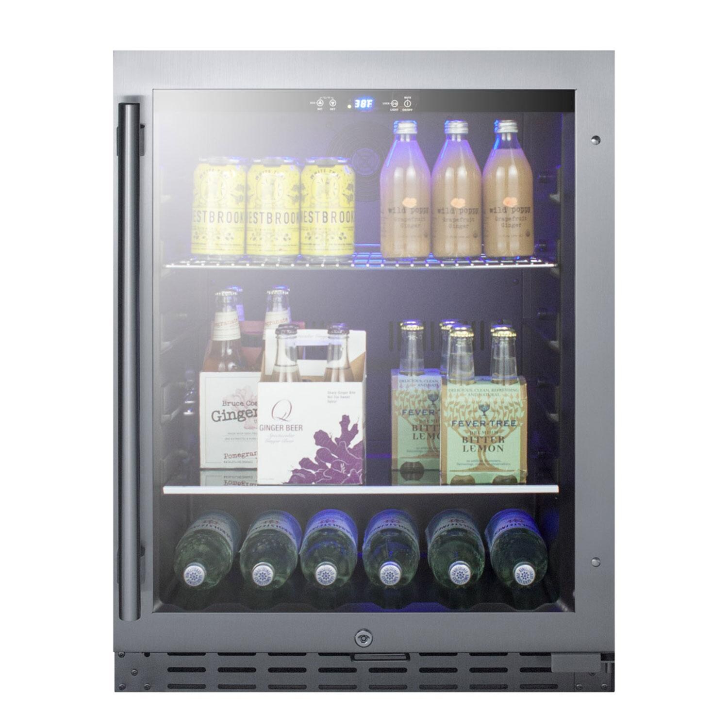 Summit ALBV2466 ADA Compliant 24 Inch 4.2 Cu. Ft. Built-In Beverage Cooler - Stored W/ Beverages - White Background thumbnail