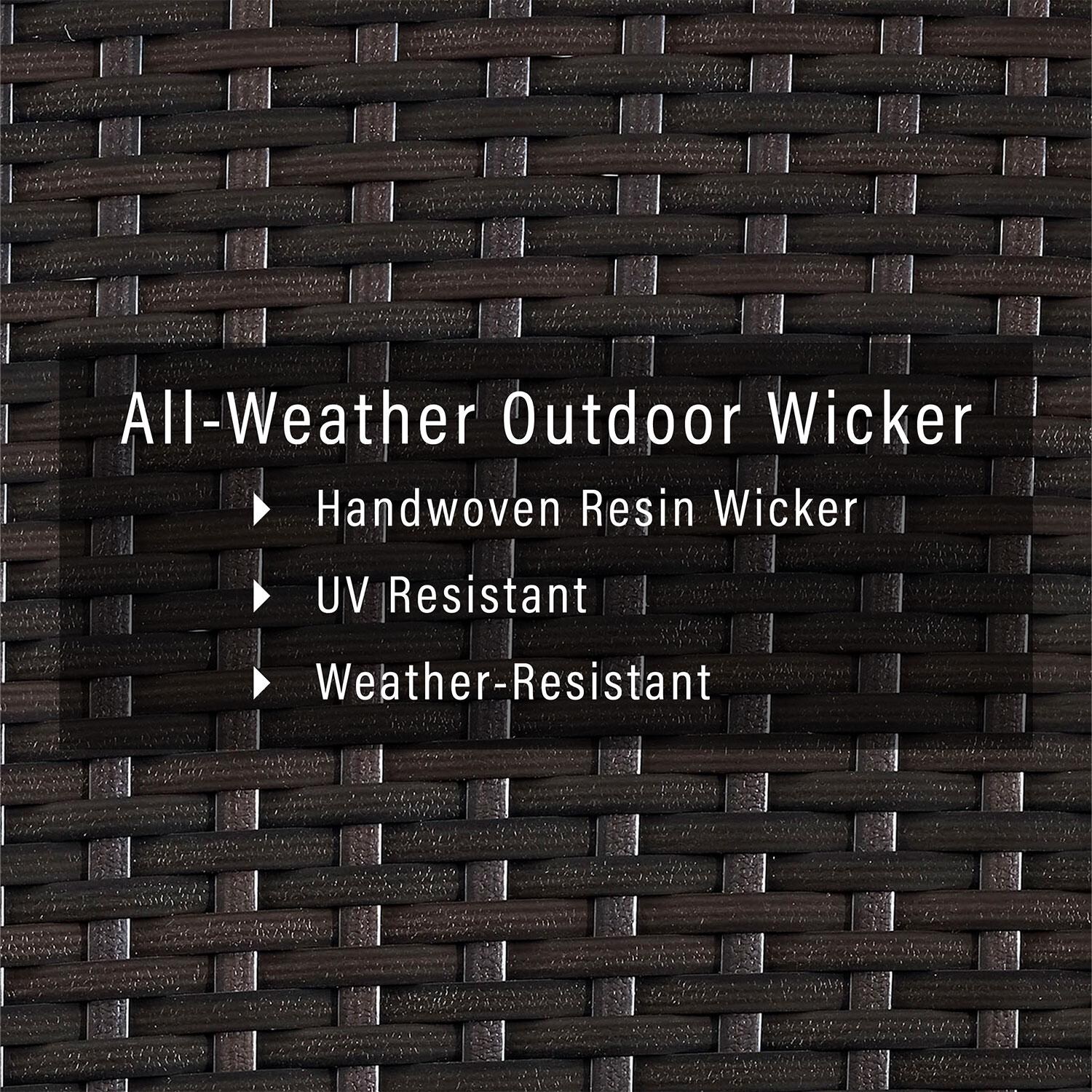 Chester Bay Wicker Outdoor Trash Can in Dark Brown by Ultimate Patio - Weather-Resistant Wicker Features - Detail thumbnail