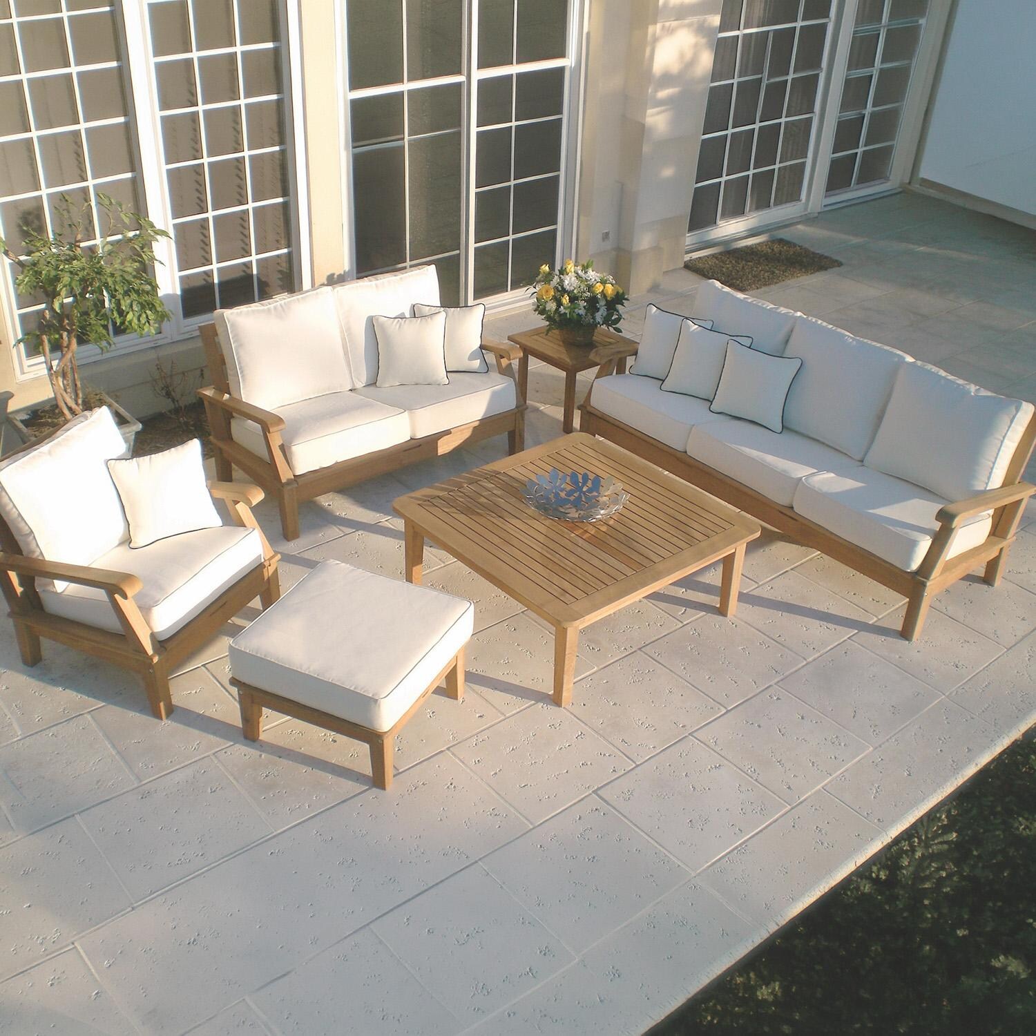 Miami 6 Pc Teak Seating Set in Canvas Natural by Royal Teak Collection