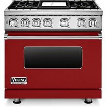 Viking Professional 7 Series 36-Inch 4 Burner Propane Gas Dual Fuel Range With Griddle - Apple Red - VDR7364GARLP image