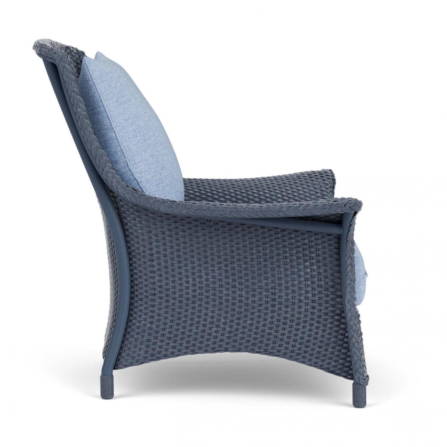 Lloyd Flanders Mandalay Lounge Chair in Denim Blue Finish with Demo Skyway Fabric - Side thumbnail