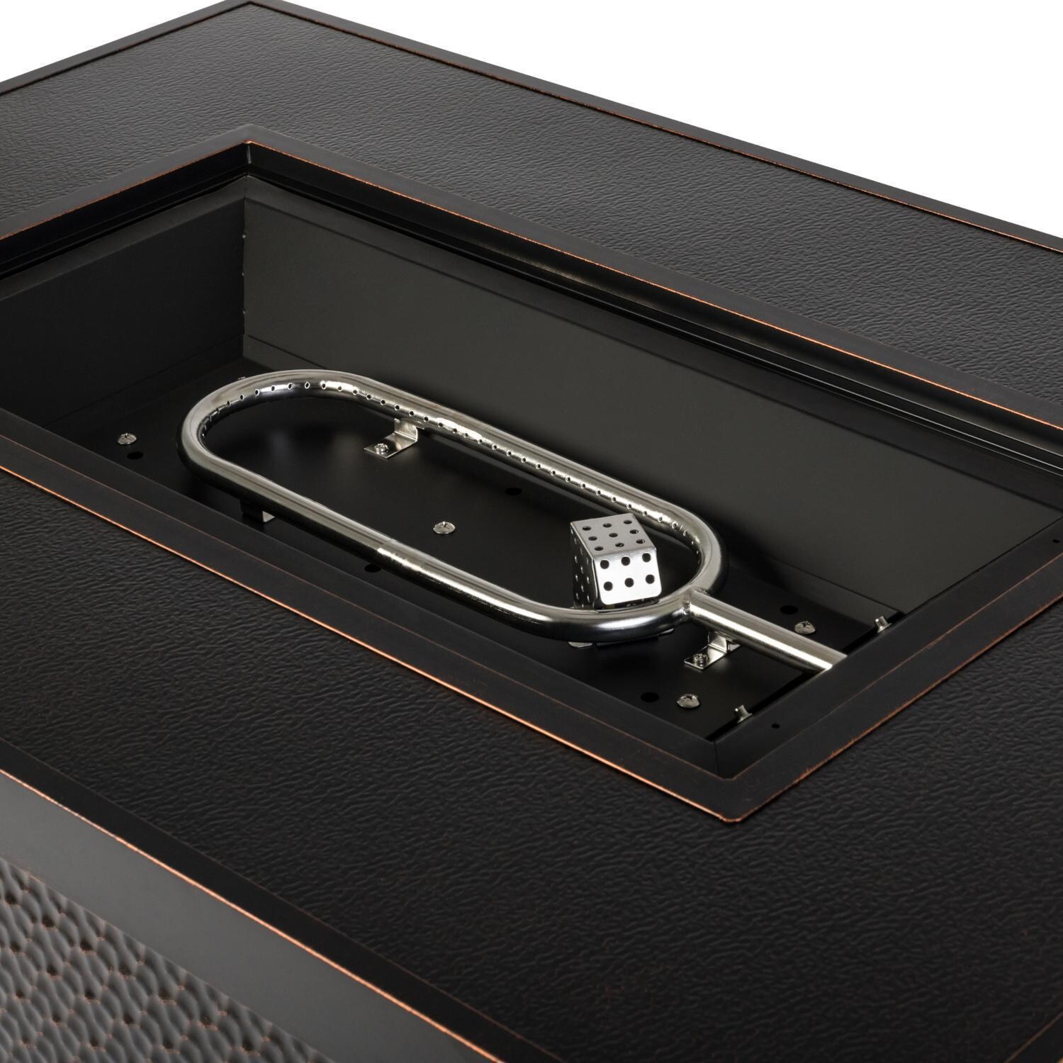 La Flore 5 Pc Resin Wicker Fire Pit Seating Set in Mocha by Ultimate Patio - Fire Pit - Burner - Detail thumbnail