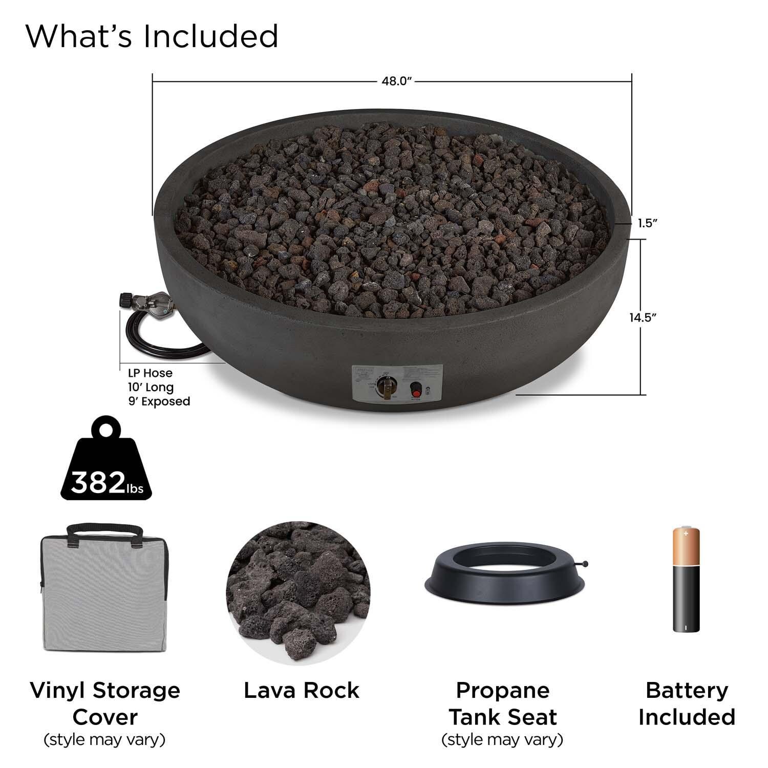 Grand Lake 48 Inch Round Concrete Propane Fire Bowl in Gray by BBQGuys Signature - Included thumbnail