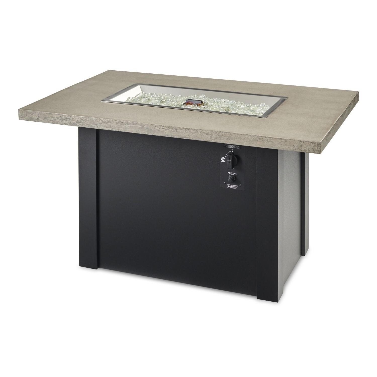 Havenwood 44 Inch Fire Pit Table W/ Pebble Grey Top & Black Base - White Background thumbnail