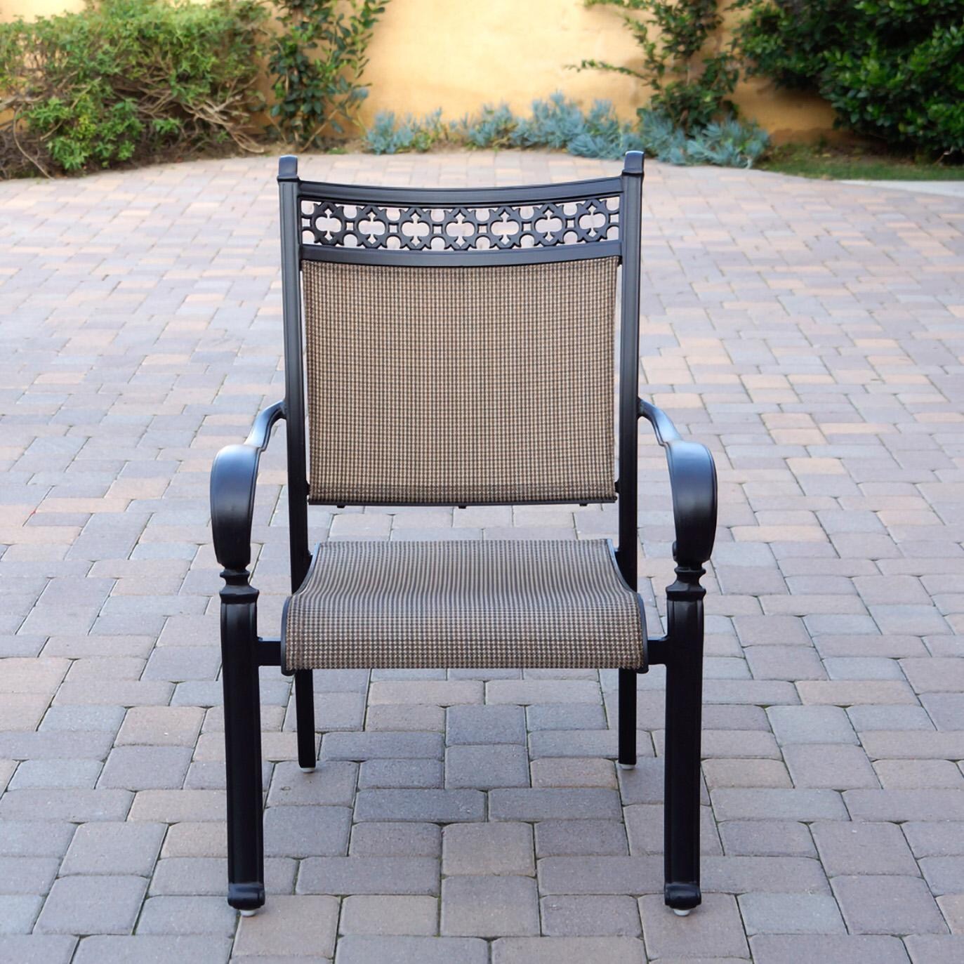 Darlee B/201610-9PC-88W Mountain View 9 Pc Cast Aluminum Dining Set in Antique Bronze - Chair Front - Lifestyle thumbnail