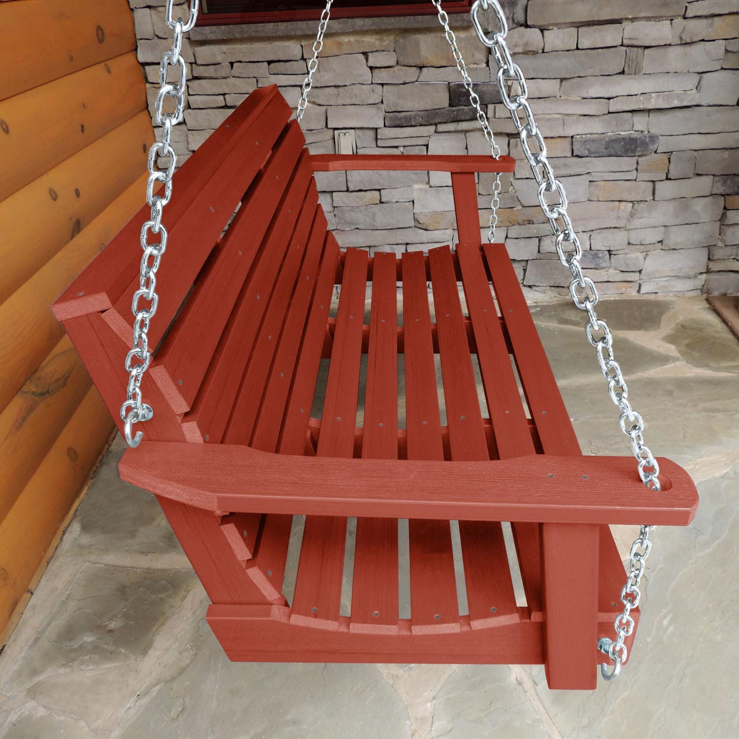 Lakeview Elm Pointe 5-Foot Porch Swing - Rustic Red - Side View thumbnail
