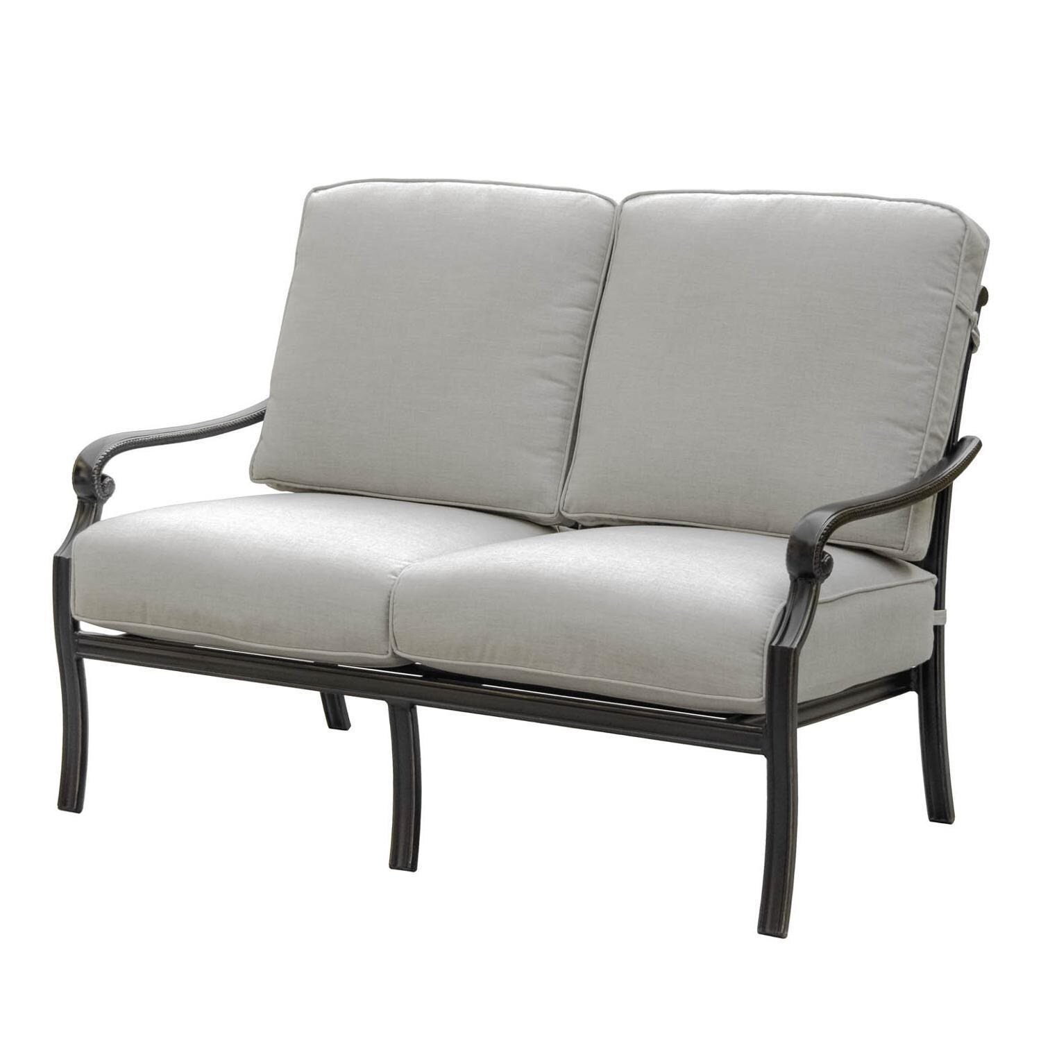 Du Monde Cast Aluminum Outdoor Loveseat W/ Sunbrella Cast Silver Cushions thumbnail
