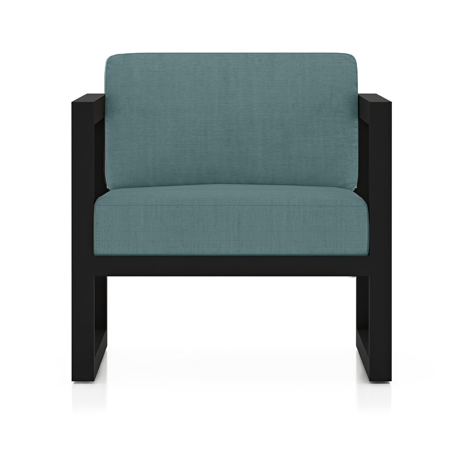 Misty Cove Aluminum Club Chair in Black/Cast Lagoon by Lakeview Outdoor Designs