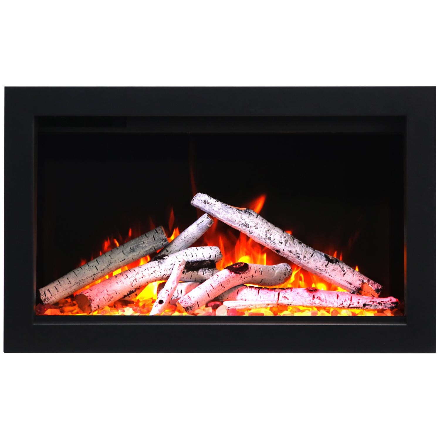 Amantii TRD-30 30-Inch Traditional Series Built-In Electric Fireplace - Orange Flames with Birch Logs thumbnail