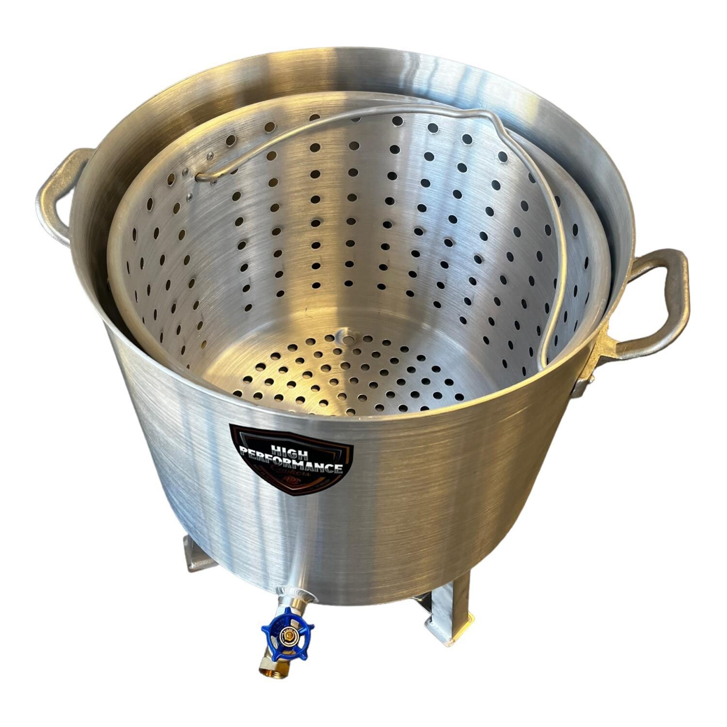 High Performance Cookers PW80-BDJ-VLV075 80 Quart Powered Seafood/Crawfish Cooker - Powered Top View - White Background thumbnail
