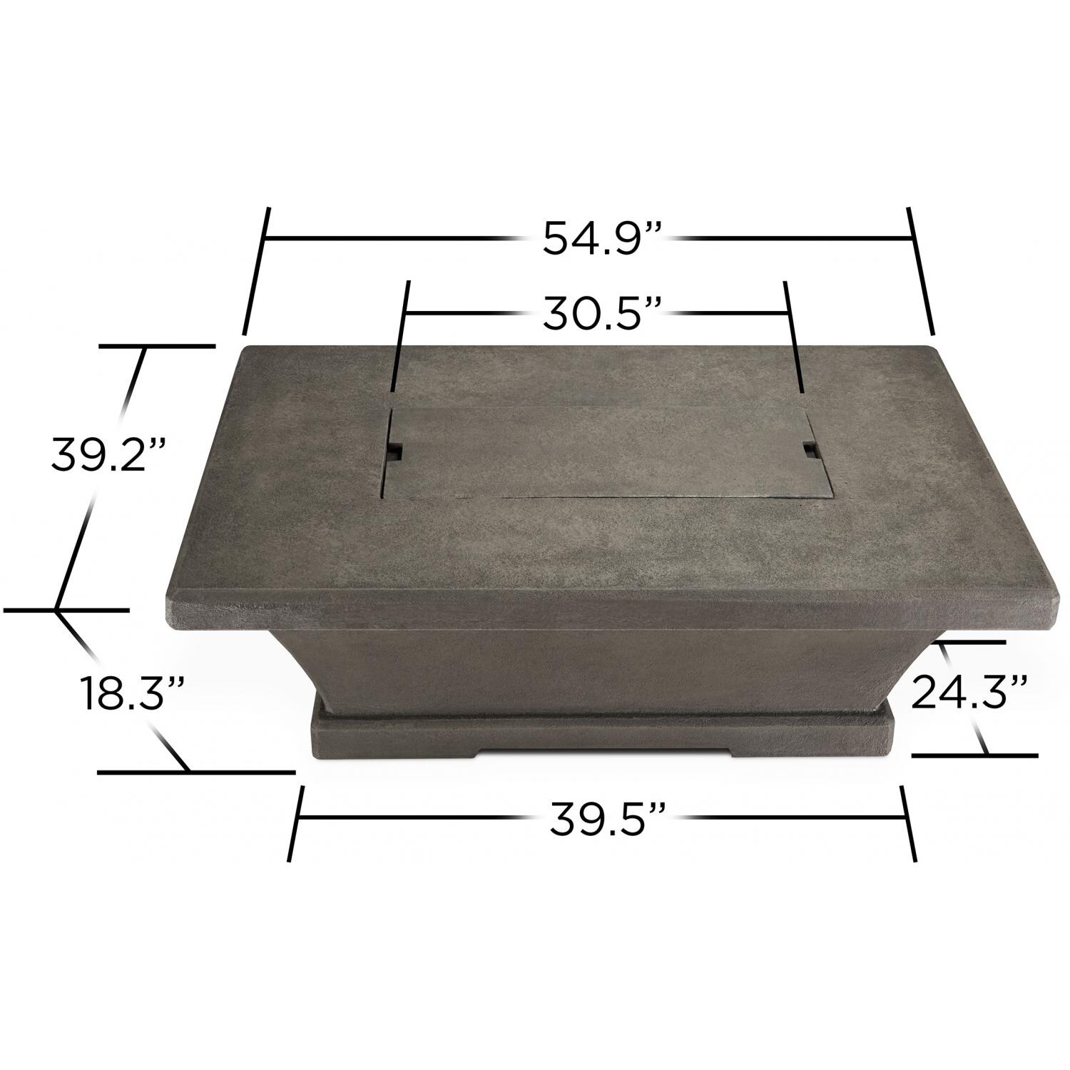 Real Flame Monaco LP Fire Pit Low Height Table - Rectangle - Dims - Glacier Gray thumbnail