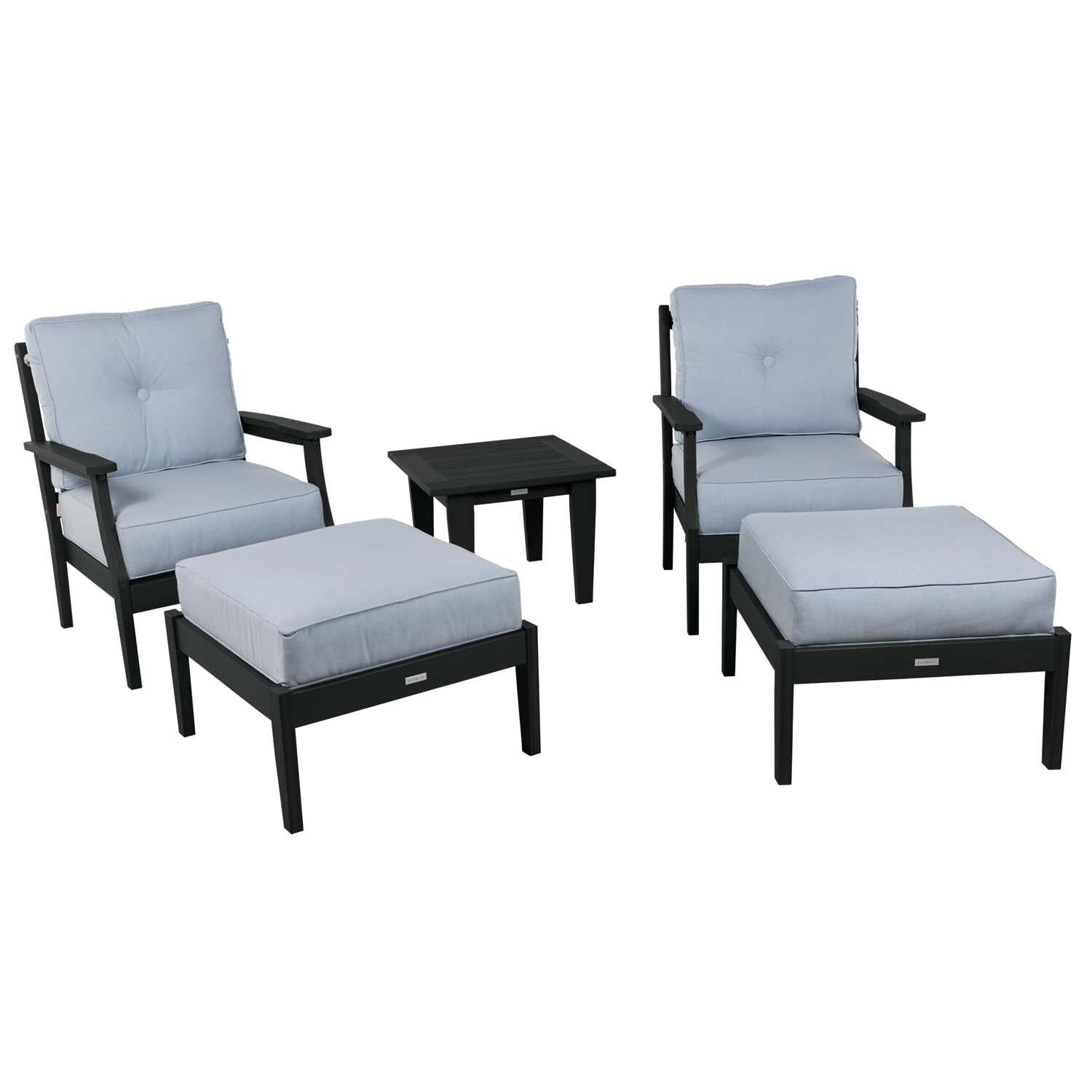 Blushing Bay 5 Pc Recycled Plastic Seating Set in Bliss Dew/Black by Lakeview Outdoor Designs - Front View - White Background thumbnail