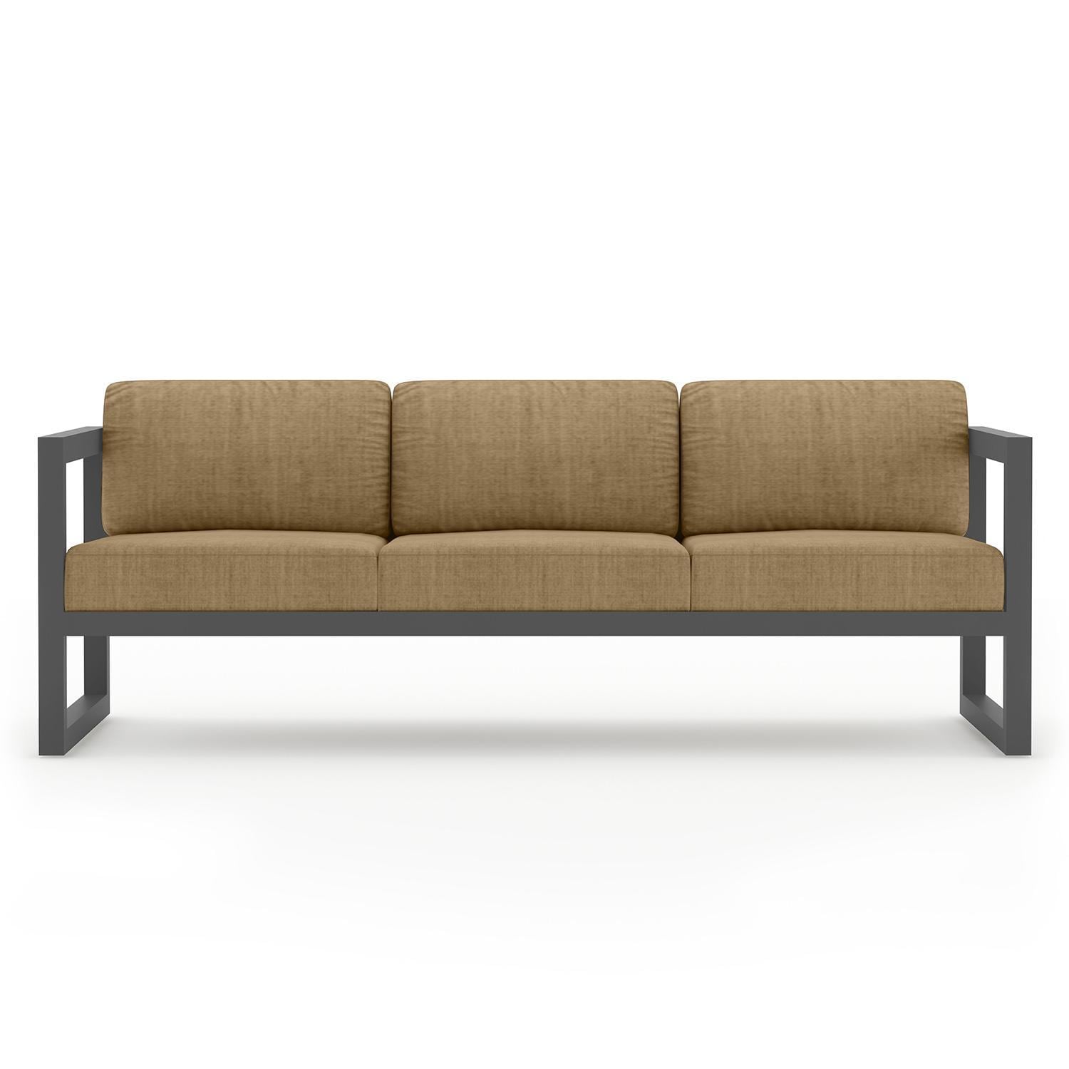Misty Cove 3 Person Aluminum Sofa in Slate/Heather Beige by Lakeview Outdoor Designs