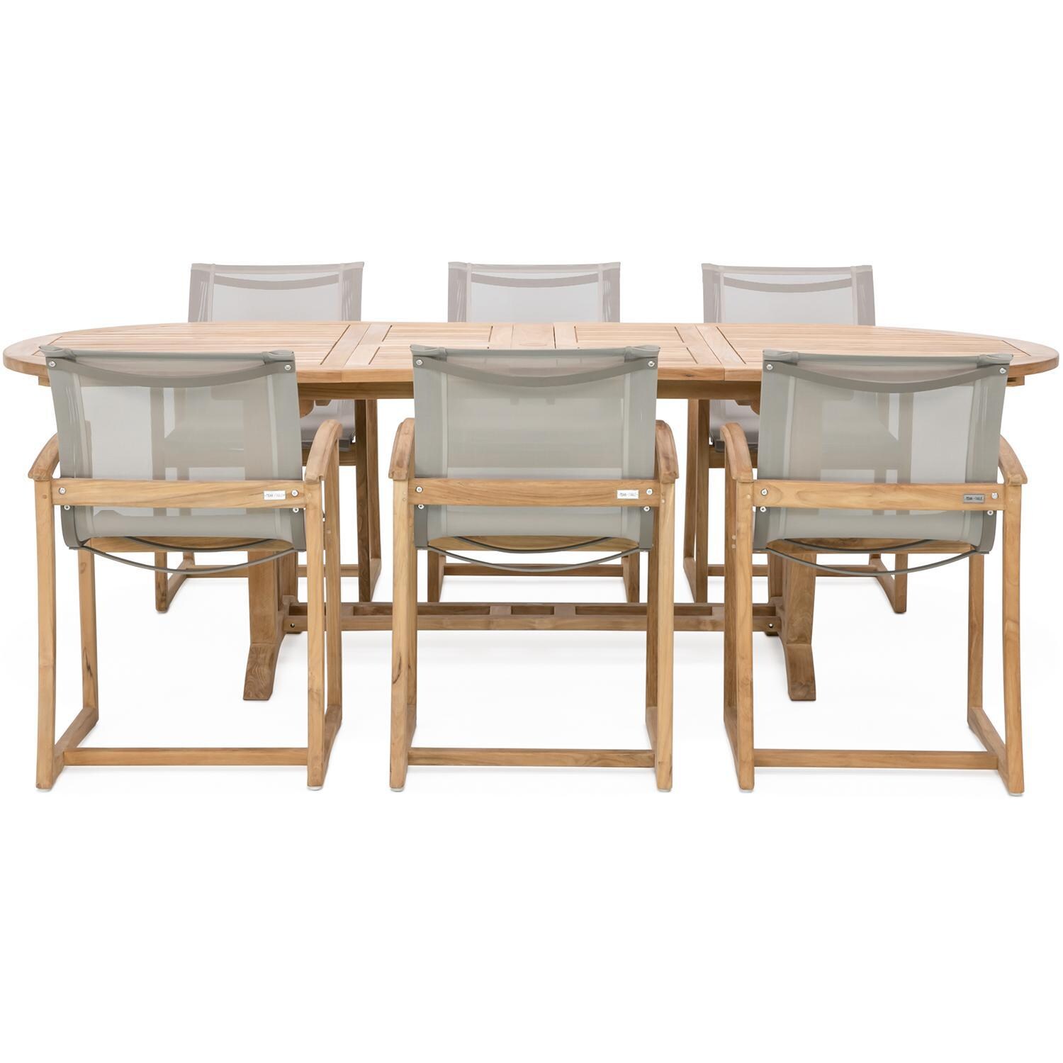 Teak + Table Capri 7 Piece Dining Set W/ 67/94 Inch Expansion Table - White Background thumbnail