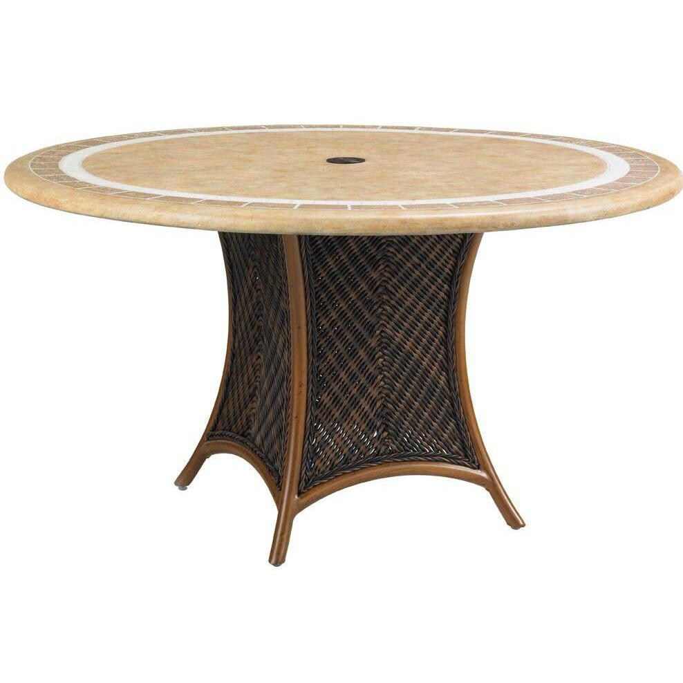 Tommy Bahama 3160-870 Island Estate Lanai Wicker Patio 54 Inch Dining Table w/ Weatherstone Top - Side thumbnail