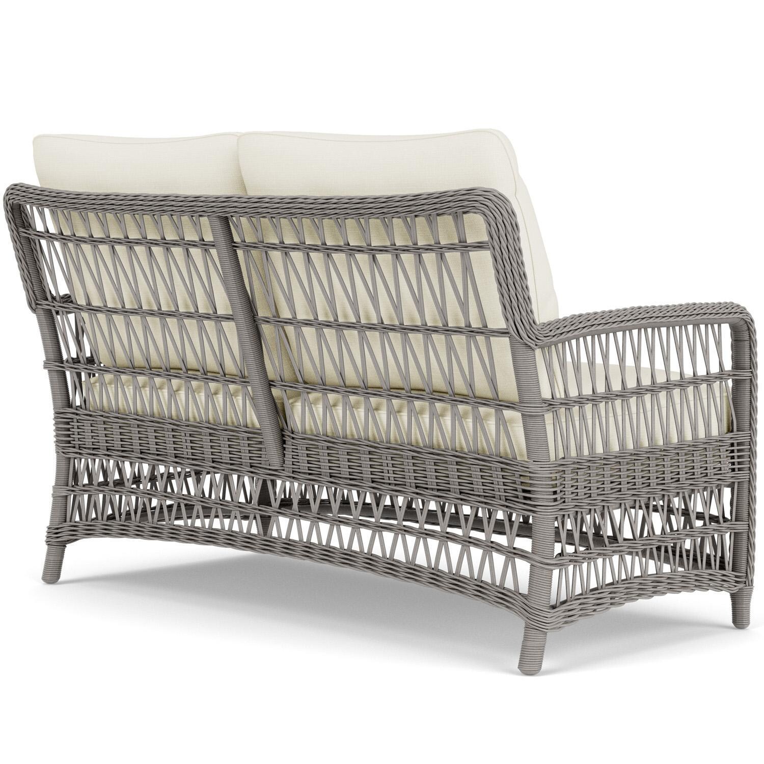 Lloyd Flanders Mackinac Loveseat in Putty Finish with Sailcloth Salt Fabric - Rear Right thumbnail