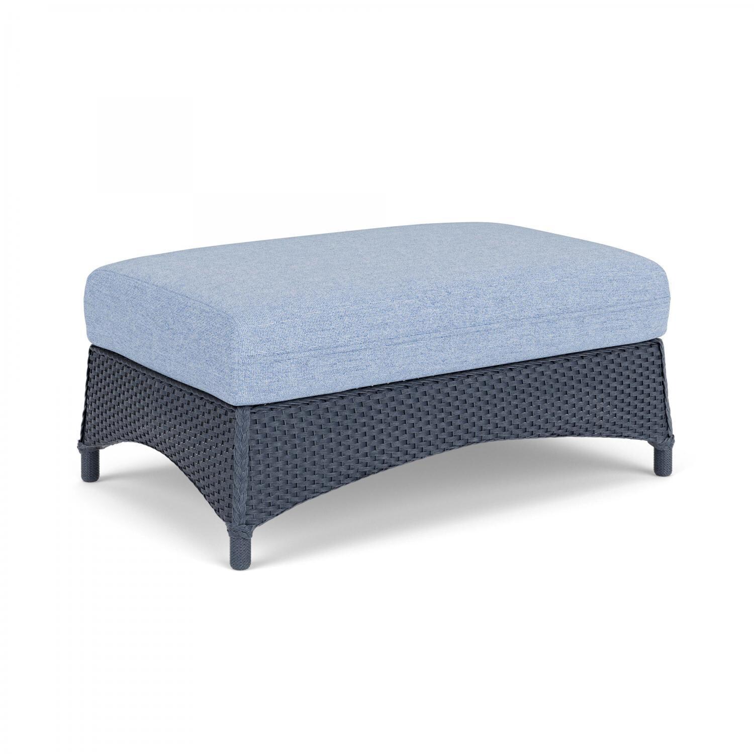 Lloyd Flanders Mandalay Large Ottoman in Denim Blue Finish with Demo Skyway Fabric - Angled thumbnail
